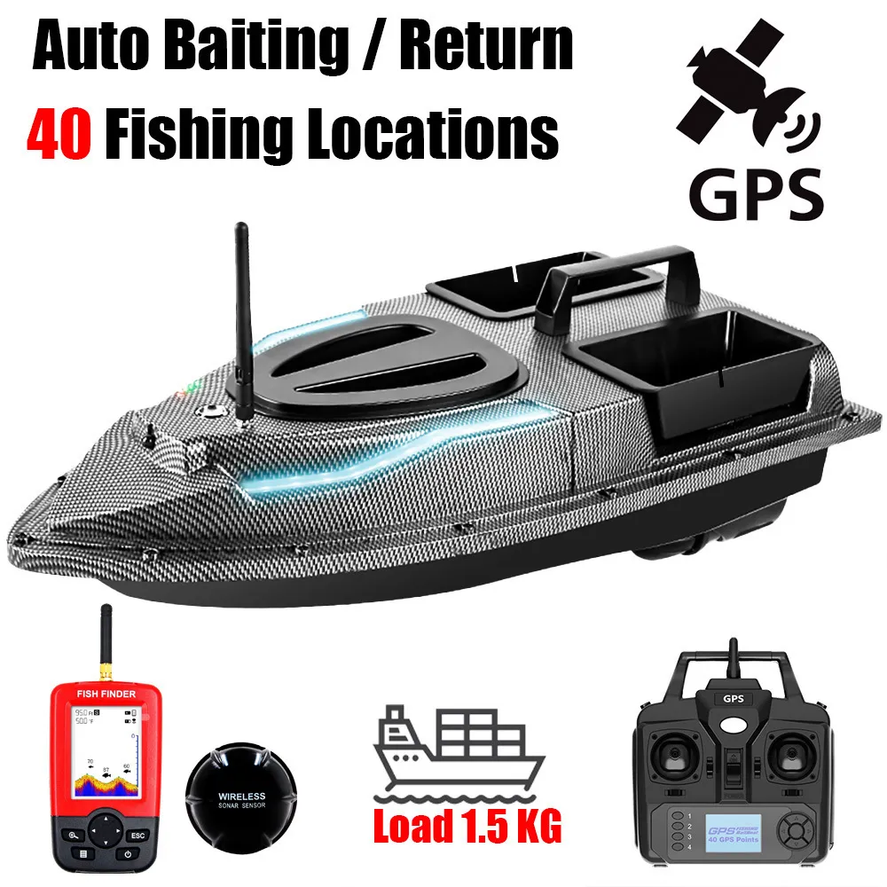 ElectricRC Boats V900 GPS 40 Punti Sonar 500M Auto Driving Return 1.5KG V700 RC Bait Boat Con Sterzo Luce Per La Pesca Wireless Fish Finder 230519