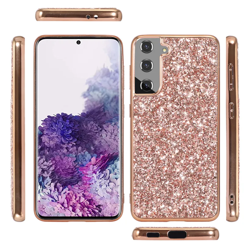 Coque de téléphone de luxe placage Bling Vogue pour iPhone 14 13 12 Pro Max Samsung Galaxy Note20 Ultra S23 Plus S22 A13 5G A53 A54 Couverture arrière en cuir scintillant de protection complète