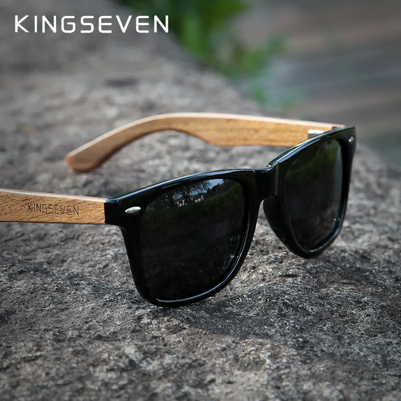 Solglasögon Kingseven Brand Fashion Handgjorda naturliga trä för män Kvinnor Polariserade solglasögon UV400 Mirror Male Eyewear 230519