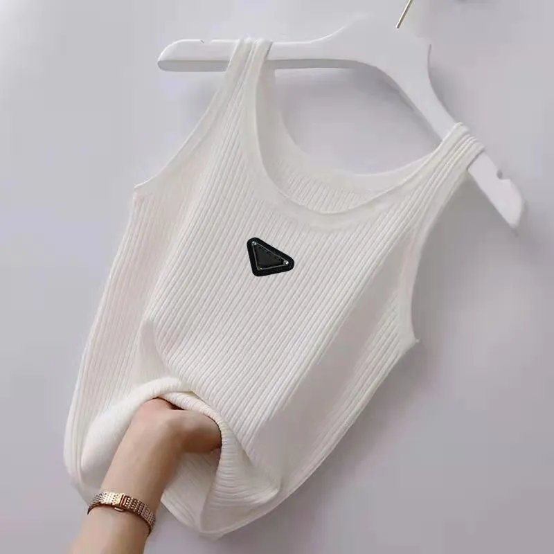 Women's Tanks High quality Knits Top Designer tees T Shirts fashion temperament knitted Embroidery Knitted Vest Sleeveless Pullover Womens Sport Tops M to 3XL 5XL