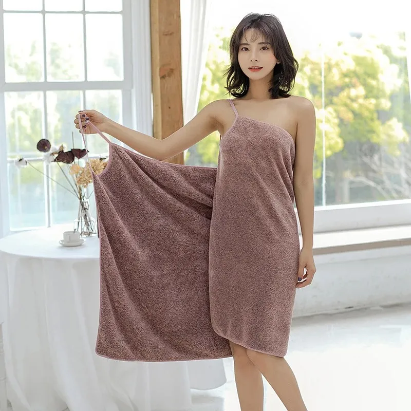 Women Wearable Bathroom Towel Microfiber Fabric Bathrobe Shower for Home Textiles Bath and Sauna Quick Dry Towel Design