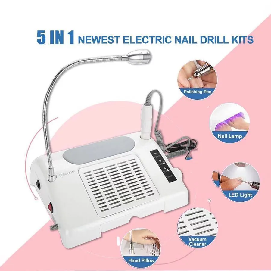 Nail Treatments 5 IN 1 est 96W UV LED Lamp Dryer Vacuum Cleaner Dust Collector Machine Drill Powerful Salon Tools 230520