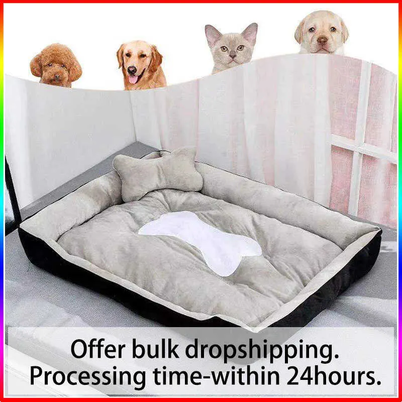 kennels pens Super Soft Sofa Dog Beds Waterproof Bottom Kennel Fleece Warm Bed Mat For Large Dogs Rectangle Winter Pet Cat House G230520