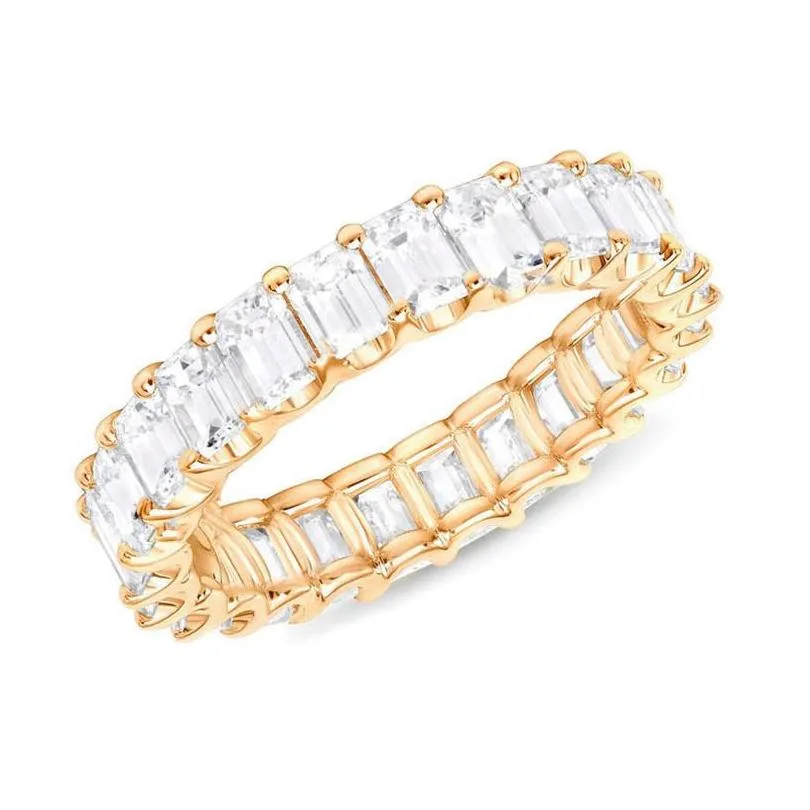Anéis de casamento Chegada 925 Sterling Sier Gold Princess Cut White CZ Diamond Noivage Ring for Women Drop Delivery Jóias Dhqjv