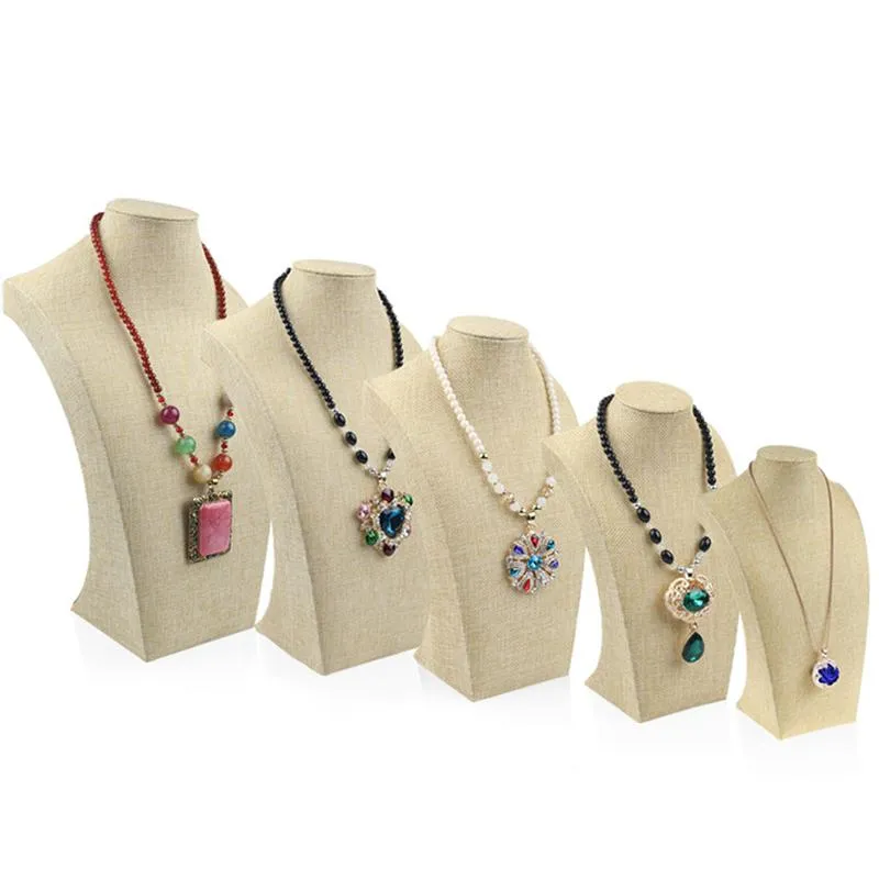 Display Linen Necklace Stand Mannequin Jewelry Display Pendants Holder Model Shelf Neck Byst Frame Showcase Halsband Display