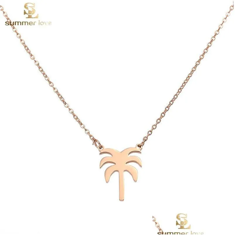 Pendentif Colliers Nouvelle Arrivée En Acier Inoxydable Noix De Coco Tag Clavicule Chaîne Collier Pour Femmes Mode Plage Bijoux Cadeau Drop Delivery Dhean