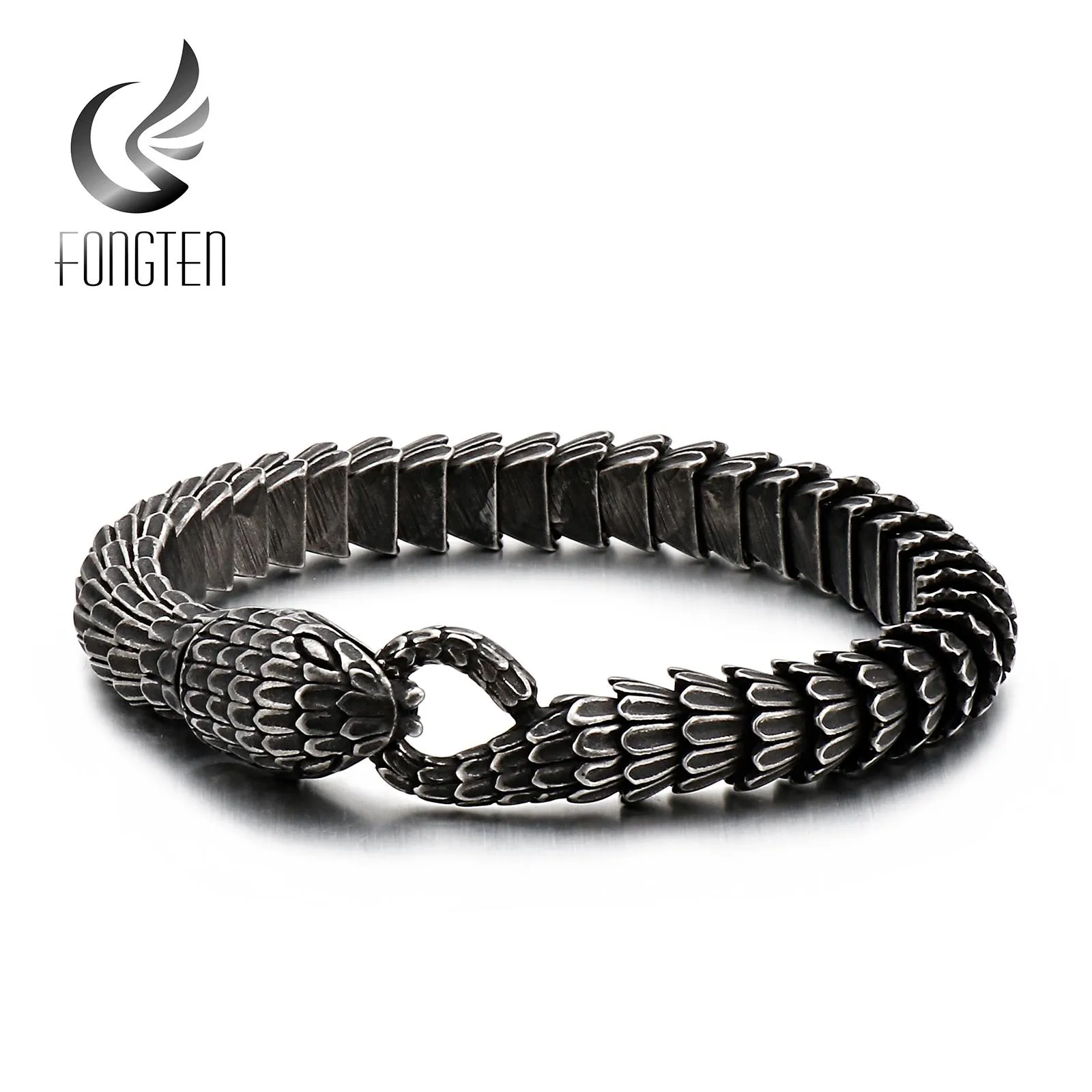 Bangle Fongten Punk Black Snake Link Chain Bracelets Bangle Stainless Steel Charm Hip Hop Personalised Men Women Jewelry