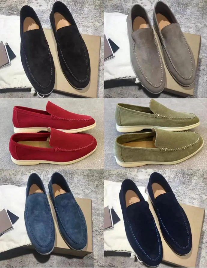 Лучшая роскошная мужская повседневная обувь LP Loafers Flat Low Top Lower Cow Leather Loropiana Moccasins Moccasins Summer Walk Comfort Loafer Slip on Loafer Rubber Plats Eu38-45