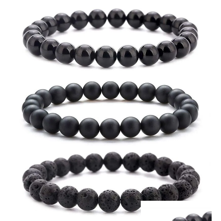 Cuentas de 8 mm de piedra natural Hebras hechas a mano Pulseras de cuentas Ojo de tigre Pulsera mate para mujeres Hombres Curación Nce Joyería Venta al por mayor Drop D Dhse6