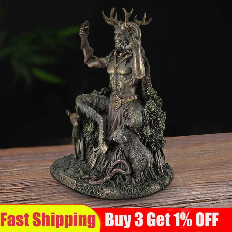 Neuheitsartikel Cernunnos gehörnter Tiergott Skulptur Harz Landschaft Unterwelt Figur Statue Home Office Shop Dekoration Ornament G230520