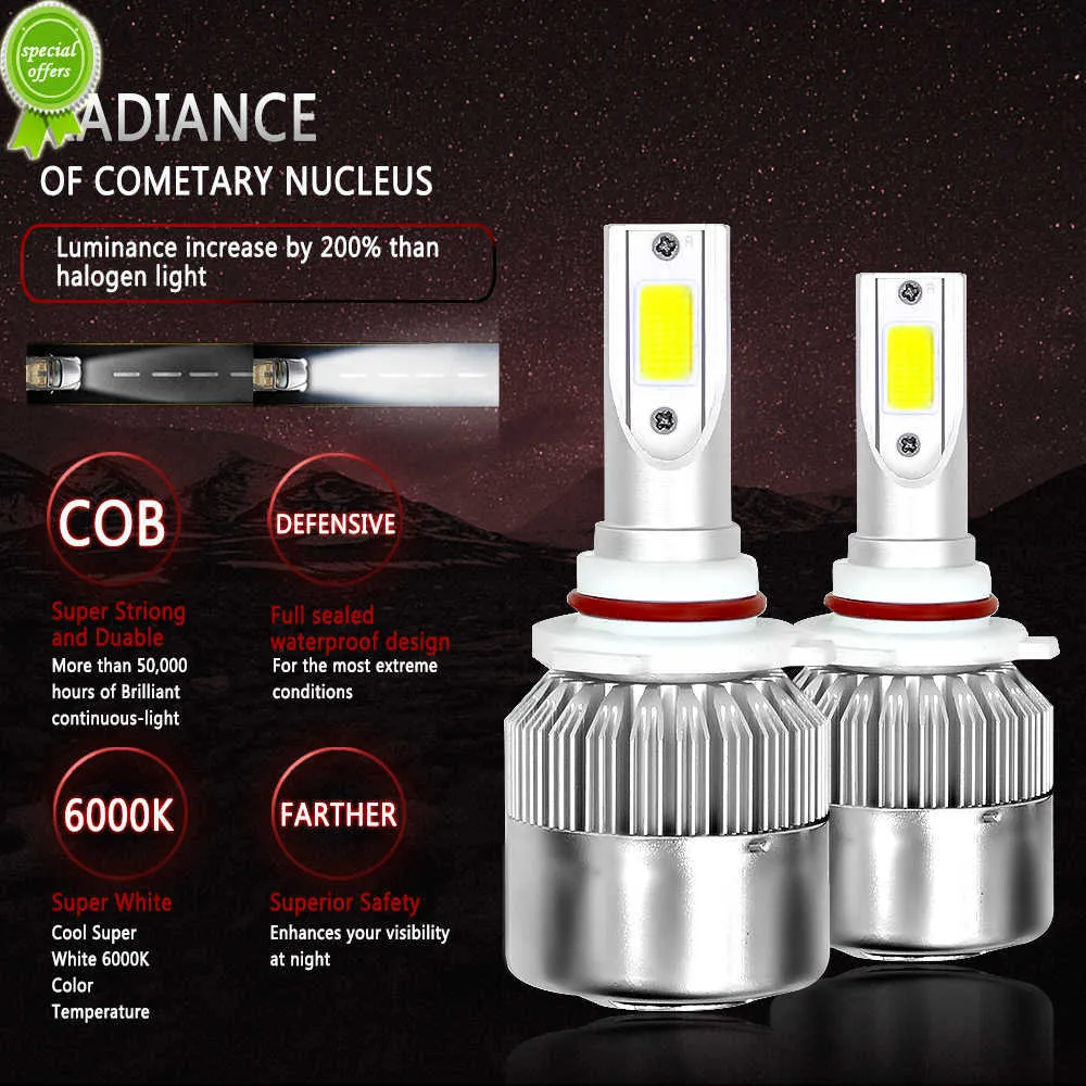 New 2pcs Car Headlight Bulbs H1 H3 H4 H7 H11 9004 9005 9006 9007 Cob Led Bulbs 6000K 70W 12V 24V 8000LM for Car Trucks SUV RV Lamps