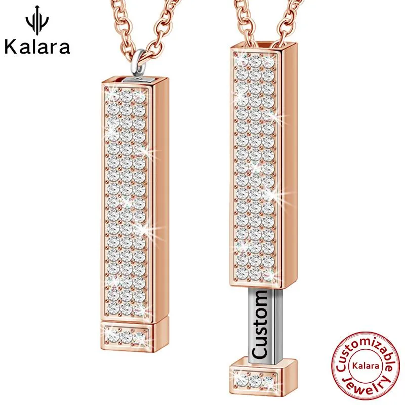 Necklaces Custom Letter Zircon Rose Gold Double Pendants Hidden Name Personalized Engraved Paired Necklace Valentines Friendship Gifts