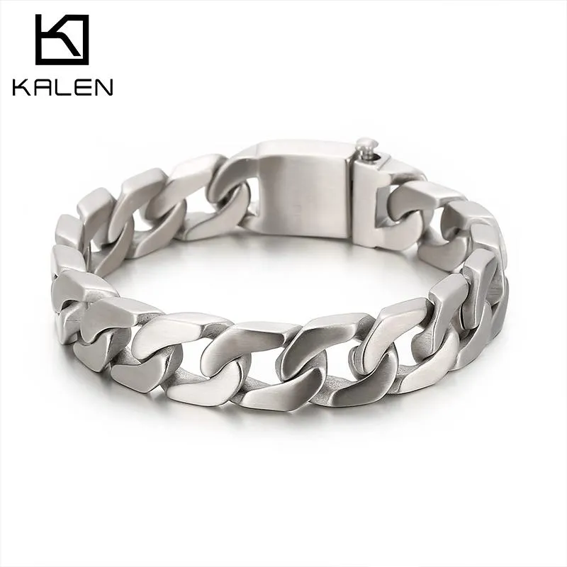 Bangle Kalen Brushed 14mm High Quality Stainless Steel Men's Bracelet Simple Ochain Accessories Assembly Jewelry