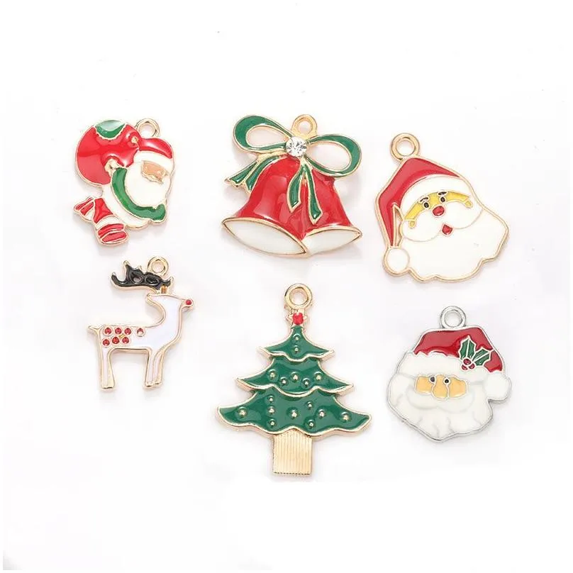 Enamel Christmas Tree Santa Claus Charms For DIY Jewelry Stores Making From  Yummy_shop, $3.4