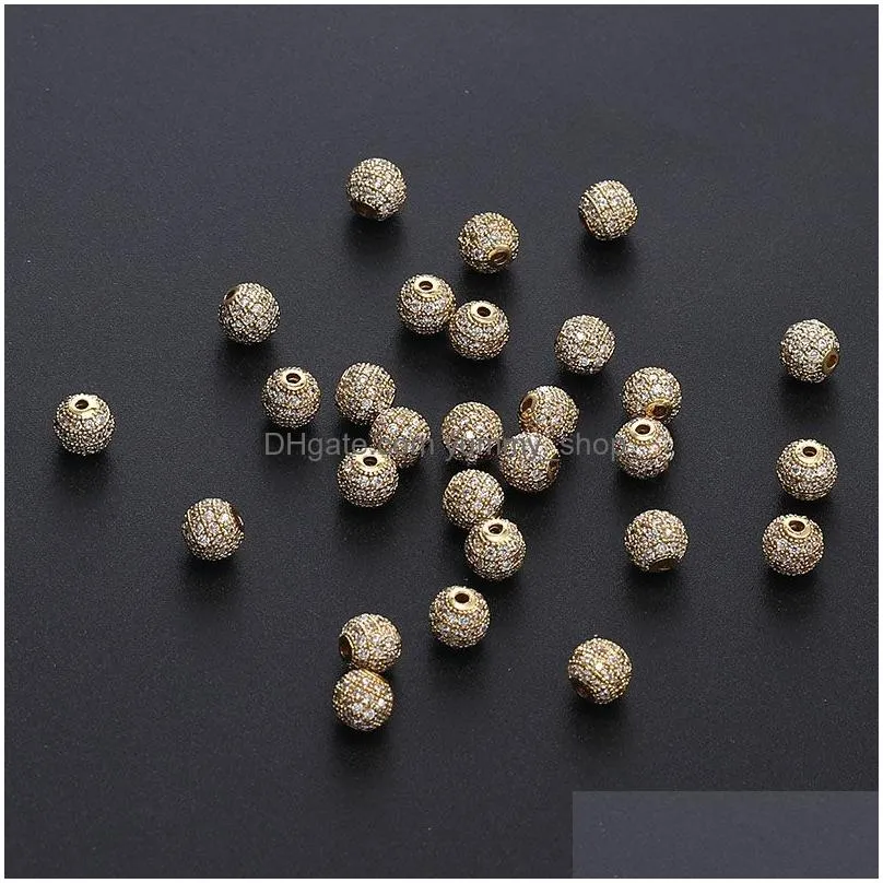 Handmade Zirconia Crystal Spacer Gold Spacer Beads 6mm, 8mm Gold