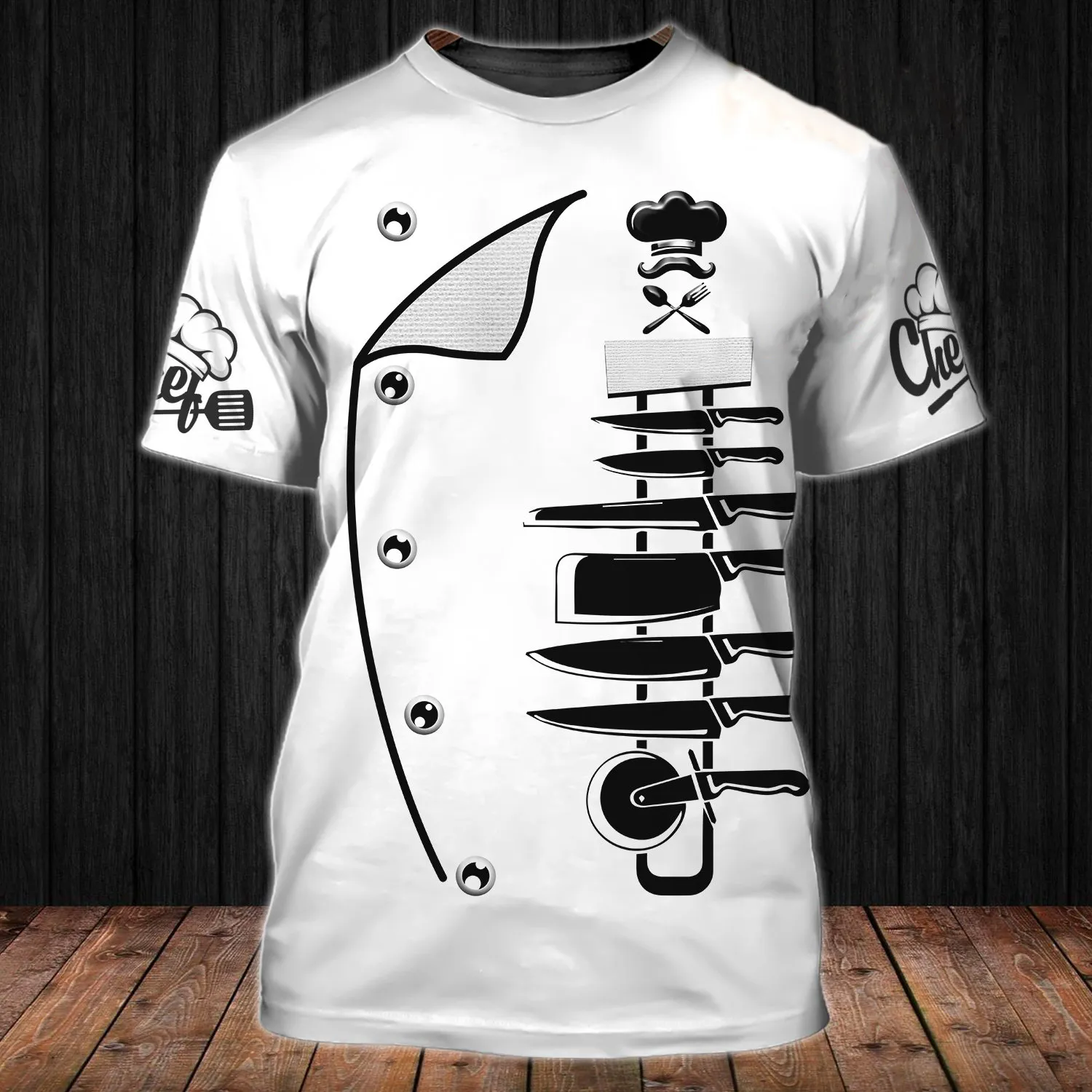 T-shirts voor heren chef shirt heren t-shirts 3D aangepaste print mannen kleding o-neck extra grote korte mouw tops 5xl mannelijke vintage punk streetwear 230519