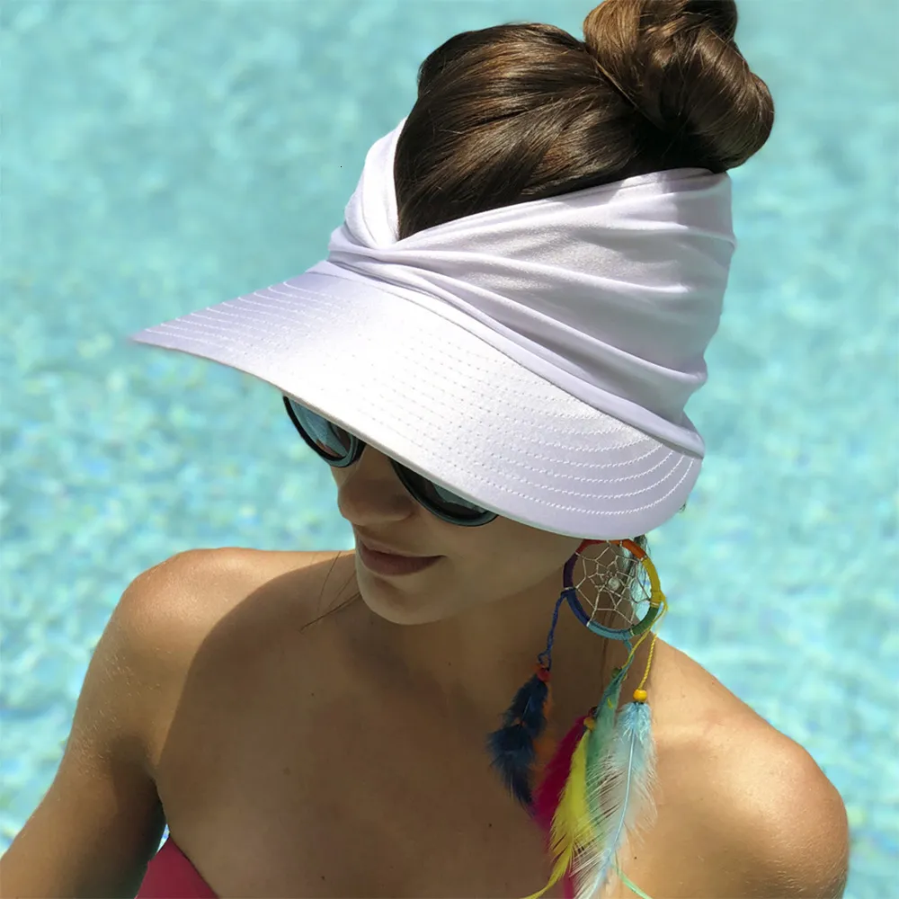 Visors Flexible Adult Hat for Women AntiUV Wide Brim Visor Hat Easy To Carry Travel Caps Fashion Beach Summer Sun Protection Hats 230519