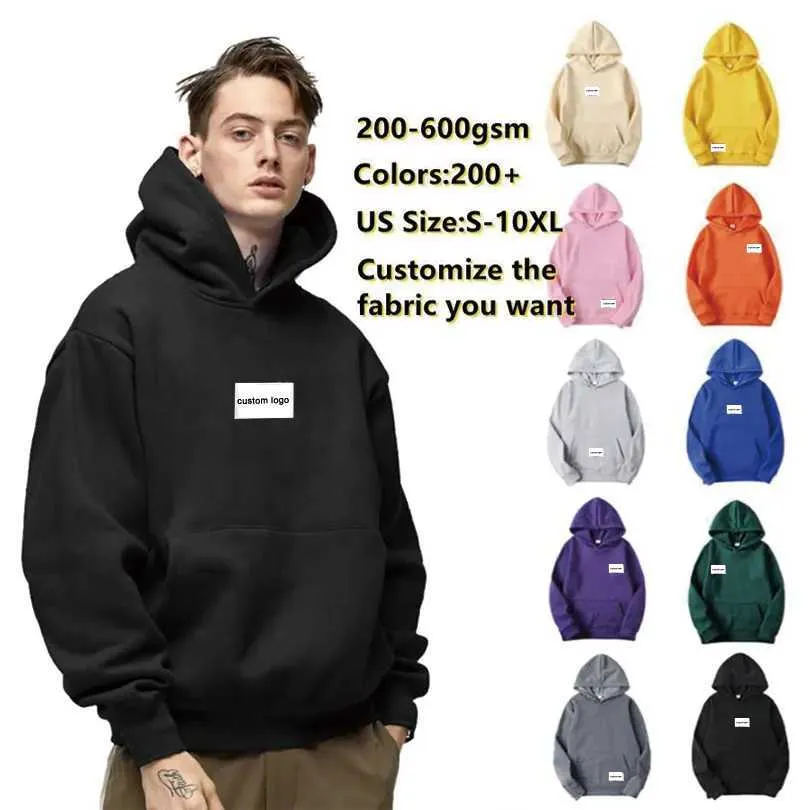 2023 Sweat à capuche pour homme à manches longues Rhude Haute qualité Tess Designer Mode décontractée Impression de bouffée lourde unisexe Recadrée Ourlet brut Sans ficelle French Terry Blank Pla