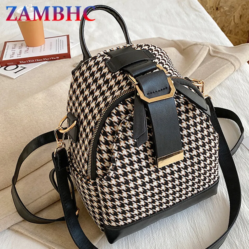 School Bags Luxury Brand Women Small Backpack Cotton And Pu