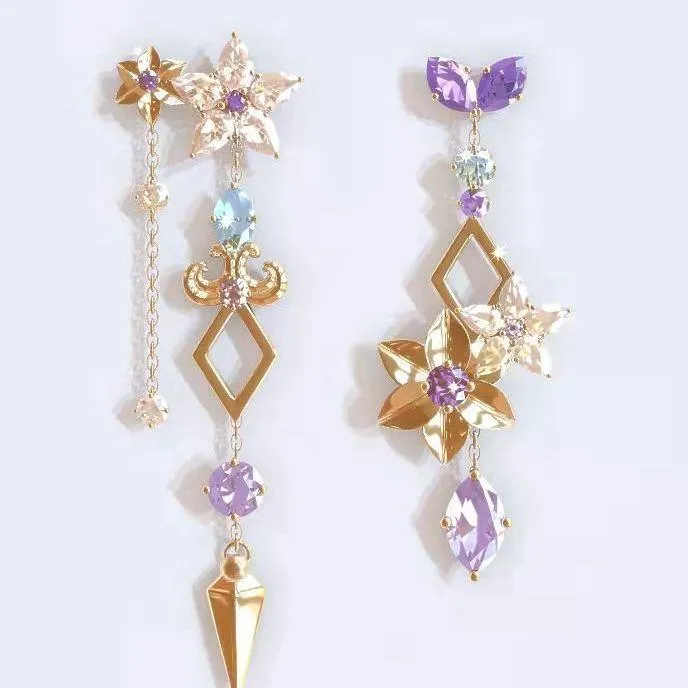 Earrings Anime Game Genshin Impact Zhongli Keqing Mona Cosplay Props Earrings Eardrop Fashion Vintage Jewelry Accessories Gift