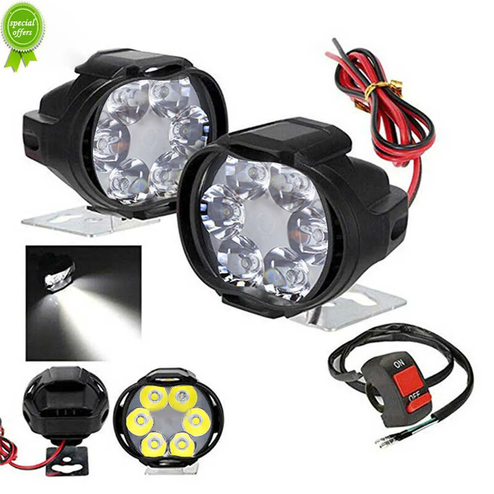 Nouveau 1 paire phare auxiliaire de moto 6 ampoules LED projecteurs antibrouillard véhicule luminosité auxiliaire lumière de voiture électrique