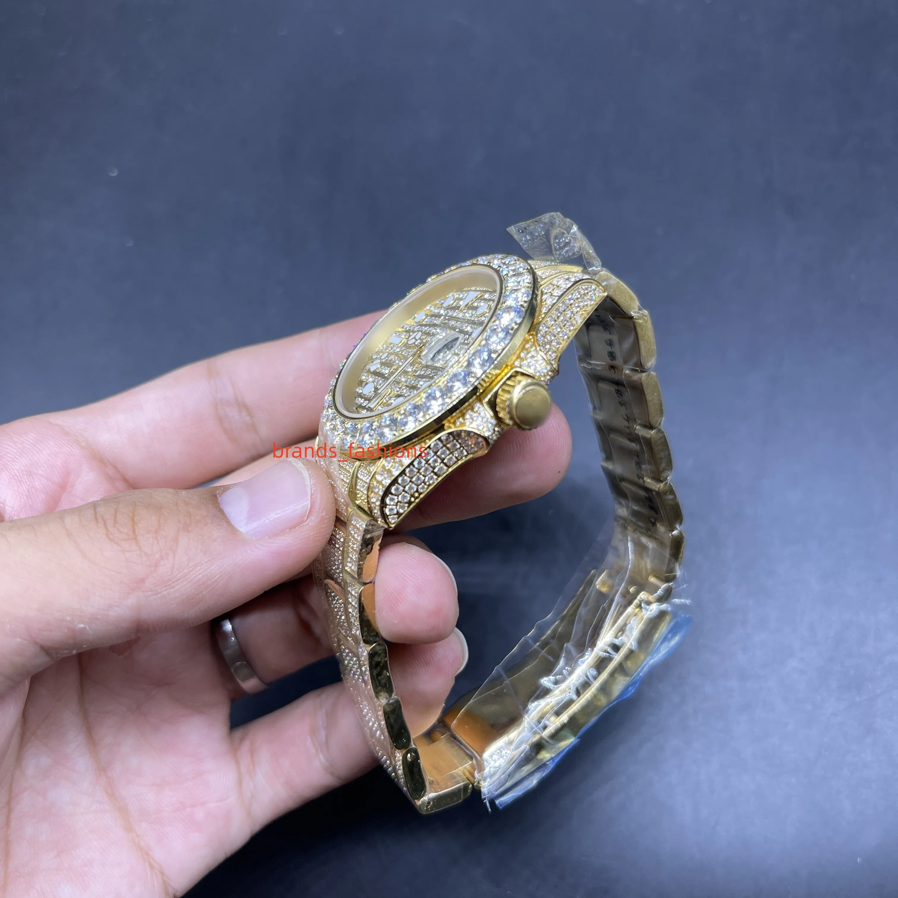 Reloj De Moda Con Diamantes De Oro Para Hombre Banda De Diamantes
