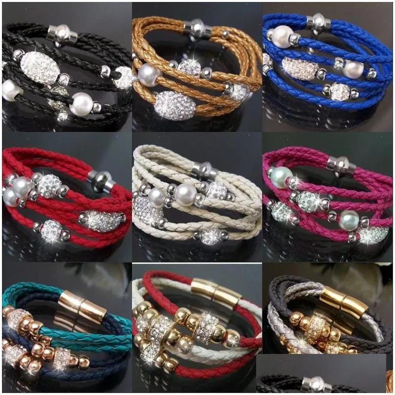 Perlen Mode Colorf Armbänder für Frauen Handgemachte Leder Mtilayer Armband DIY Kristall Perlen Charme Paar Schmuck Drop Lieferung Dhkpy