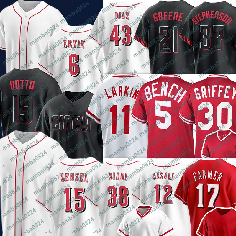 Jonathan India Baseball Jerseys Reds Joey Votto Alexis Diaz Graham Ashcraft Ken Griffey Barry Larkin Nick Senzel Tyler Stephenson Michael Siani Kevin Newman