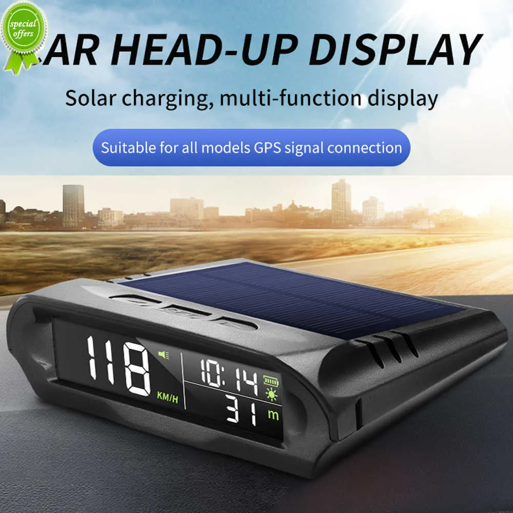 New Car Wireless GPS Solar Head Up Display Mph KM/H Speedometer Time/Speed alarm/Temperature/Altitude HUD Display Car Clock