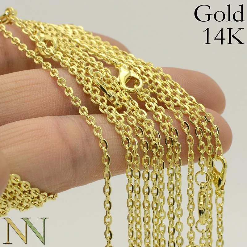 Necklaces 50 Pieces 18 24 30 Inches Gold Chain Necklaces for Women Gold Necklace Chain 14K 14Kt Link Cable Oval Rolo Necklace Wholesale
