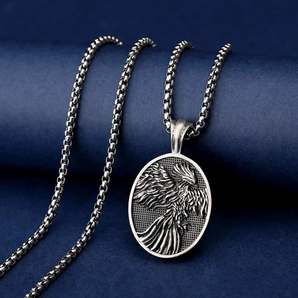 Necklaces 2022 Fashion Hip Hop Stainless Steel Necklaces Phoenix Pendant Men And Women Personality Necklace Jewelry Party Gift