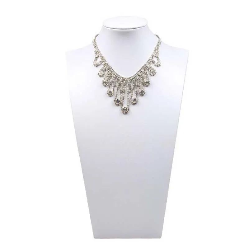 Display High Level In Stock White PU Leather Jewelry Display Necklace Bust Pendants Stand Choker Holder Jewellery Show 3 Options Model