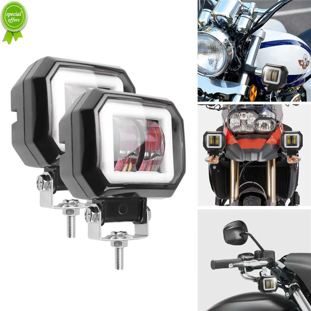 Nouveau 2 pièces 9V-32V 4x4 20W * 2 yeux d'ange ronds en plastique ampoules de phares LED étanches projecteurs portables moto tout-terrain lumière de voiture