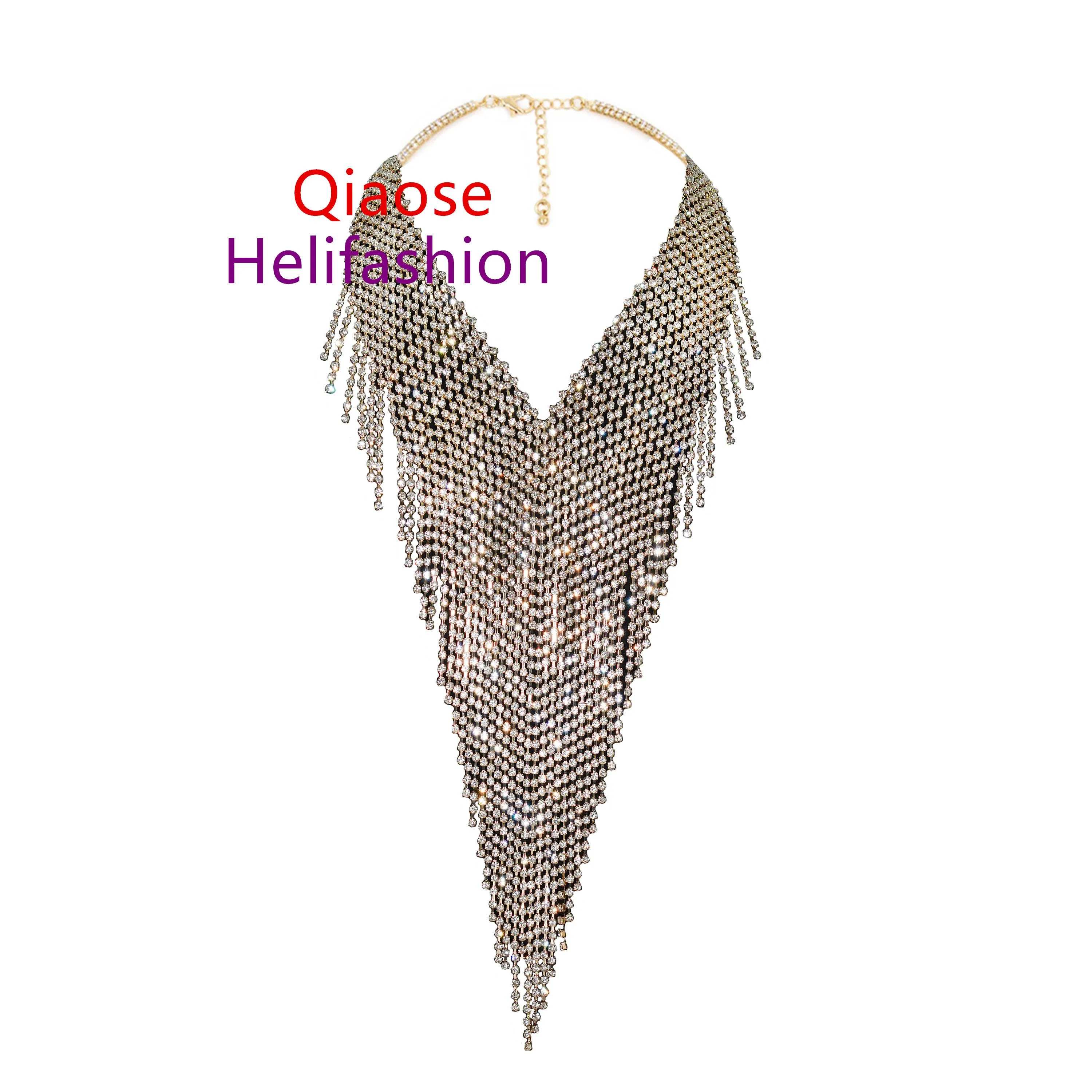 Halsketten Neues Design Glänzender Voller Strass Großer Kragen Aussage Halskette Für Frauen Luxus Abendkleid Sexy Halsband Halskette Schmuck