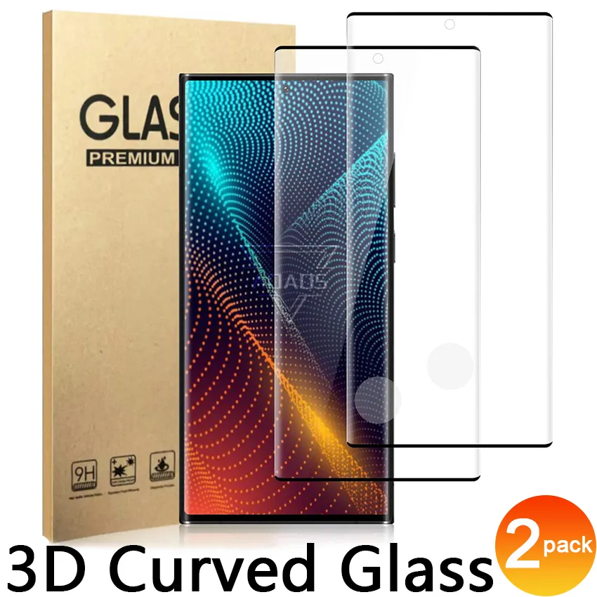 3D gebogen randlijm gehard glas screenprotector ondersteuning vingerafdruk ontgrendelen voor Samsung S24 Ultra S23 S22 S21 plus S20 Galaxy Note 20 S10 S7 edge S8 S9+