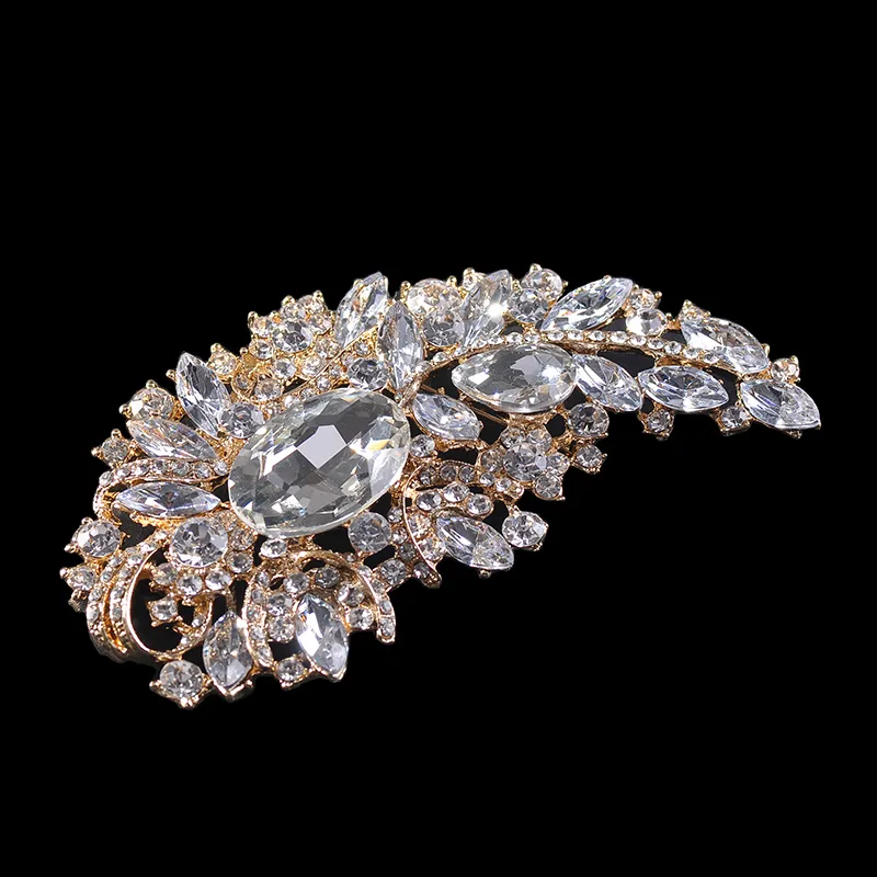 Ladies Crystal Rhinestone Flower Brooch – Alloy Metal Pin For Jackets, Blazers, Gifts