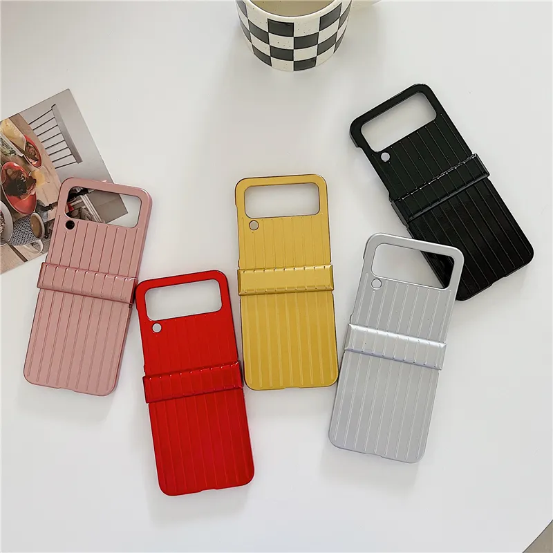 Funda plegable para teléfono Vogue para Samsung Galaxy Z Flip4 5G, resistente, delgada, protectora completa, parachoques suave, carcasa con estampado de rayas a prueba de golpes