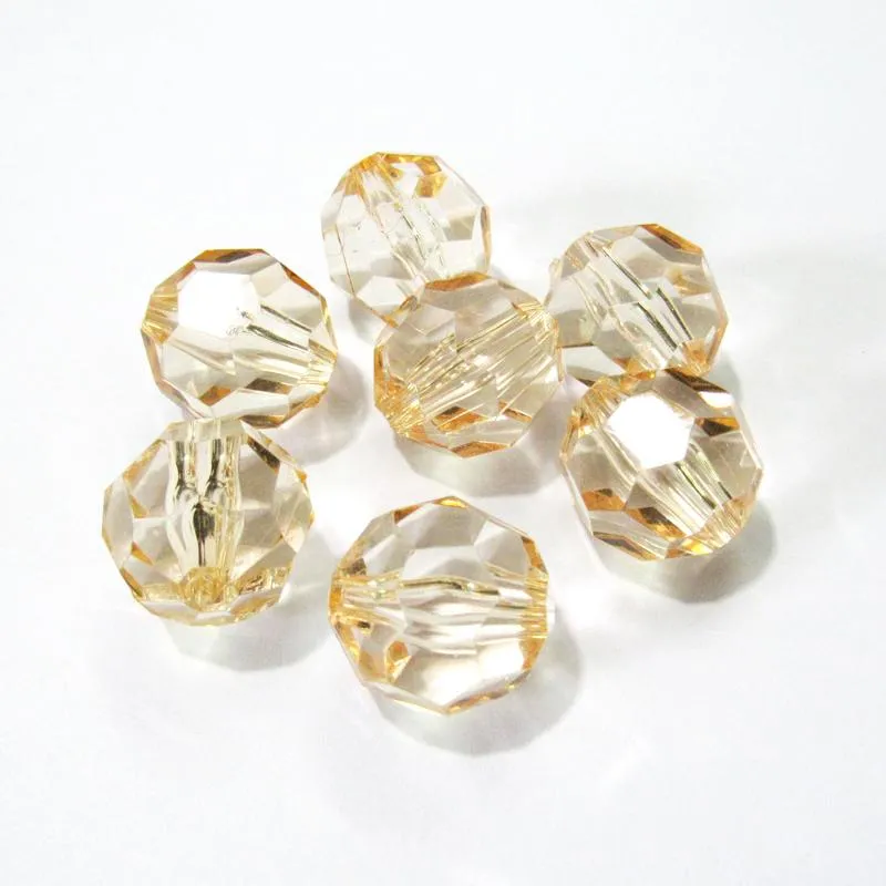 Beads (Choose Size First)10mm/12mm/14mm/16mm/18mm/20mm ChampagneGold Transparent Big Faceted Acrylic Beads