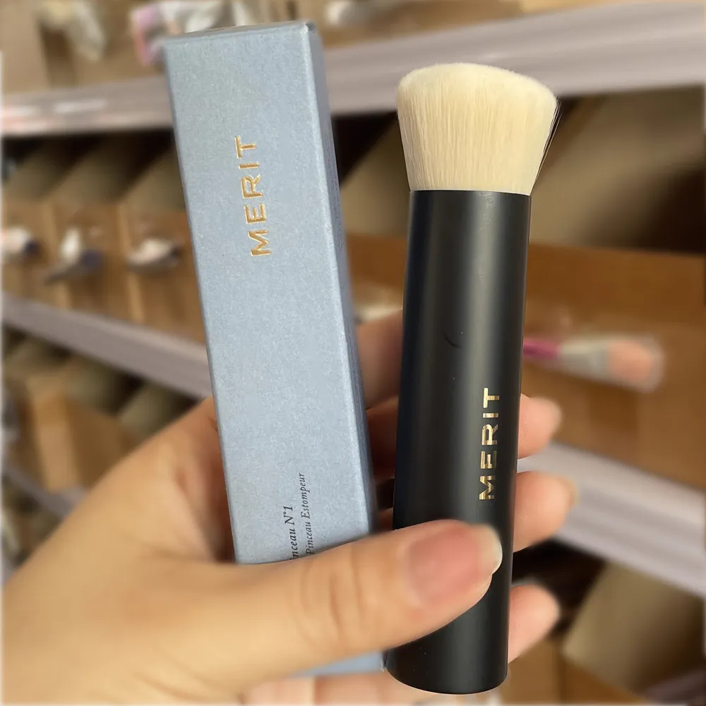 MERITBRUSH BLENDING MAKEUP BRUSH No.1 - Crème de fond de teint Vanish inclinée pour sculpter le contour et mélanger en toute transparence les outils de pinceaux de maquillage cosmétiques