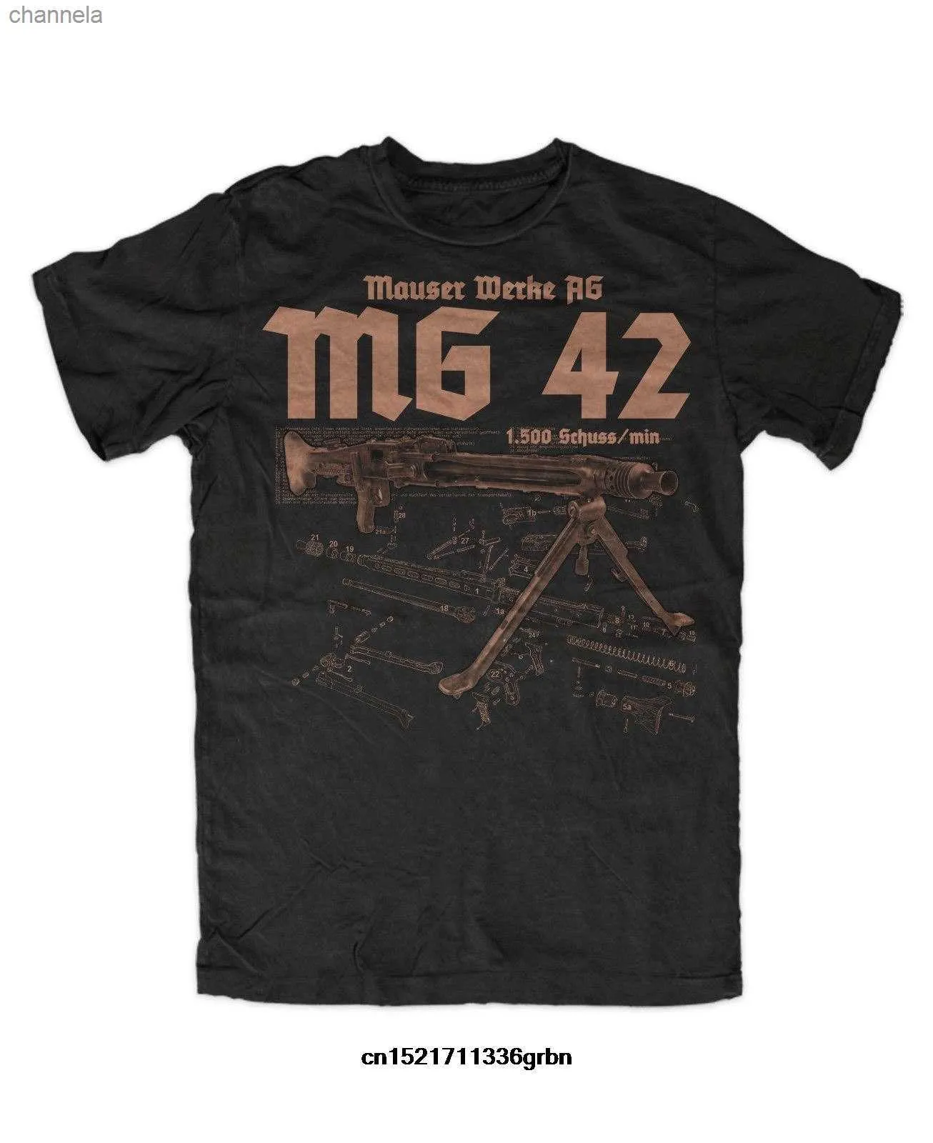 メンズTシャツ面白いwehrmacht mg42解剖学印刷Tシャツ。夏コットンショートスリーブOネックメンズTシャツ新しいS-3XL