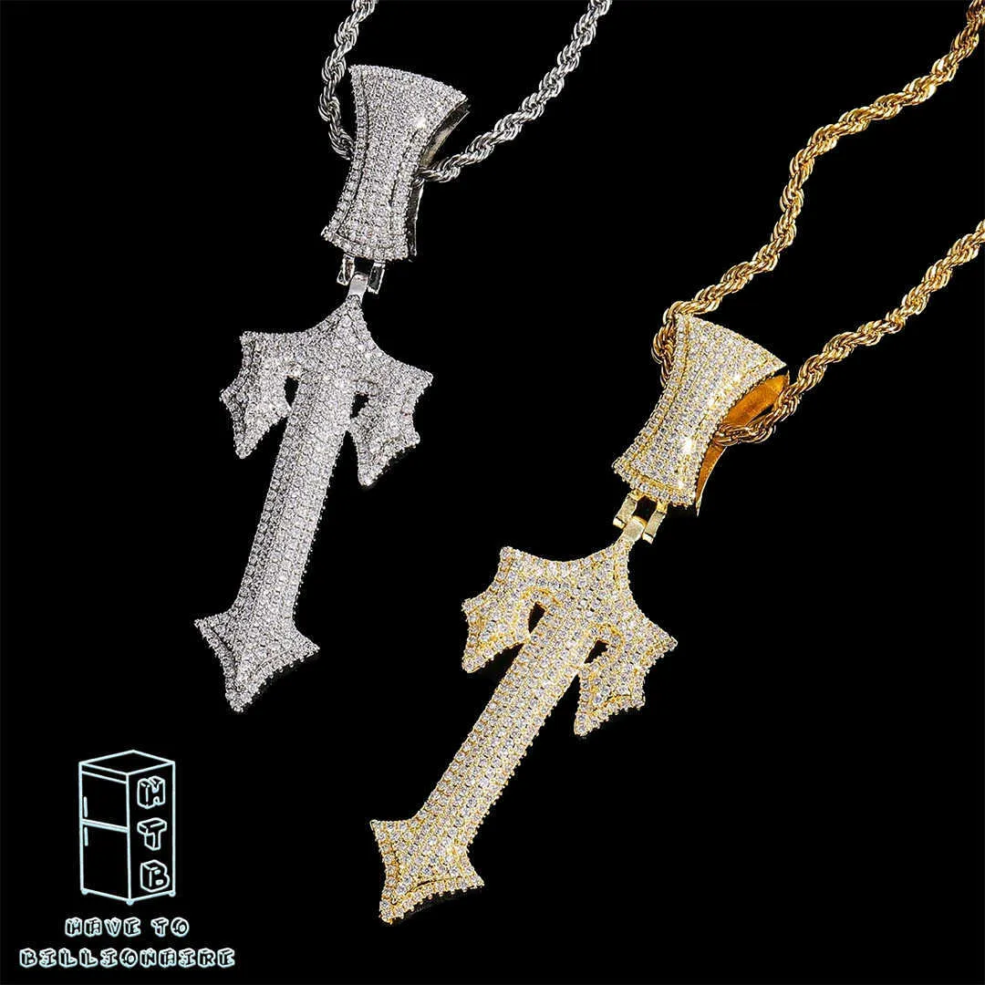 HTB smycken Trapstar Letter T Necklace Pendant Centralcee samma hiphop europeiska rap zirkon