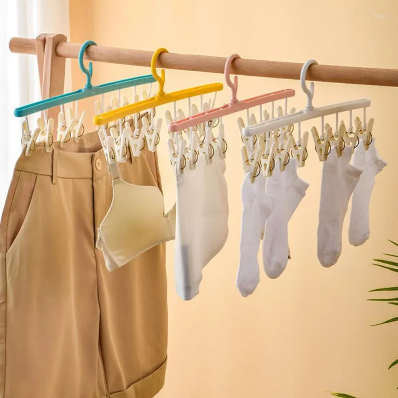 Hangers 8 Clips Clothes Hanger Plastic Socks Underwear Drying Waterproof Portable Multifunction Clothespin Bathrooms Accessories