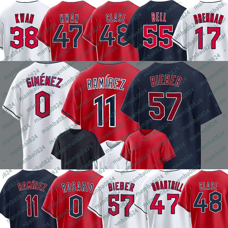 Jose Ramirez Baseball Jerseys Clevelands Andres Gimenez Shane Bieber Amed Rosario Steven Kwan Myles Straw Cal Quantrill Emmanuel Clase Triston McKenzie