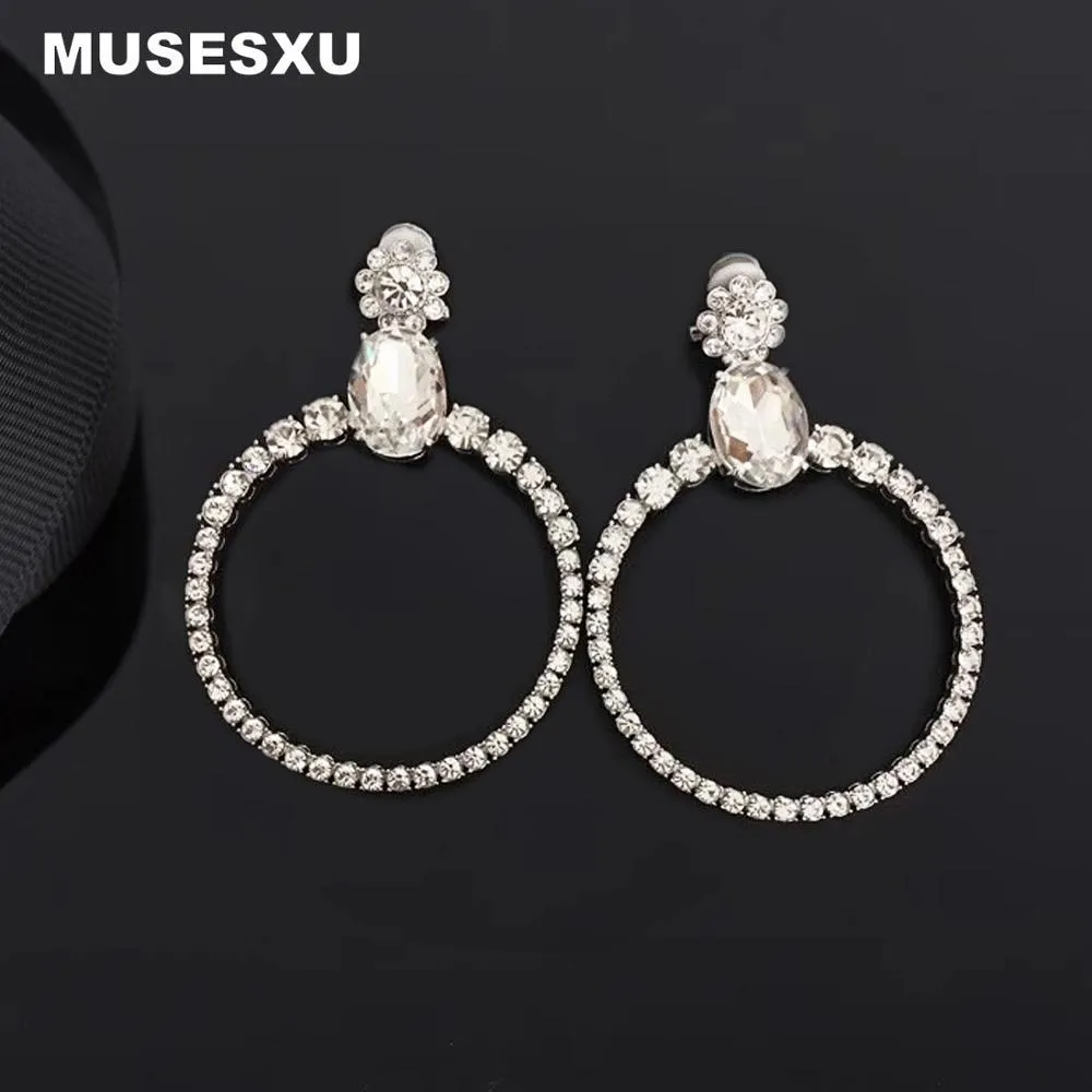 Boucle d'oreille en cristal dégradé, nouveau Style, Clip d'oreille, fleur, anneau d'oreille en cristal pour femmes, fête, Festival, cadeau de mariage