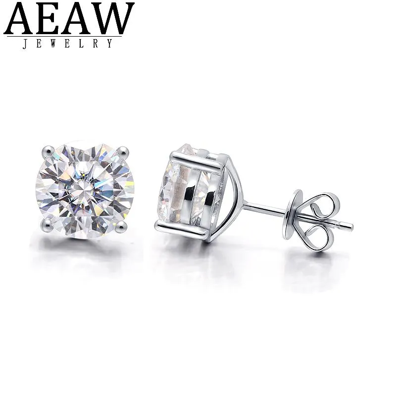 Stud Classic Round Moissanite Earring Top Quality 100% 14K White Gold for Women Jewelry Earrings Engagement 3.0ct 9mm Round