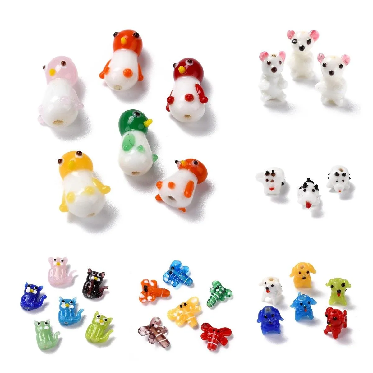 Crystal Handmade Lampwork Beads Strands Cartoon Cattle Penguin Rabbit Dog Cat Animal Beads For Bracelet Necklace Jewelry Findings Making