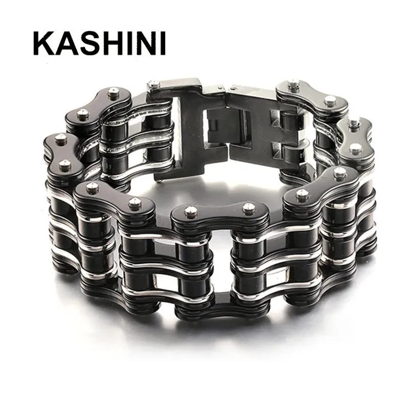 Bracelet hommes Bracelets chaîne lourde Bracelets noir Punk Biker vélo moto chaîne lien Bracelets pour hommes bijoux en acier inoxydable