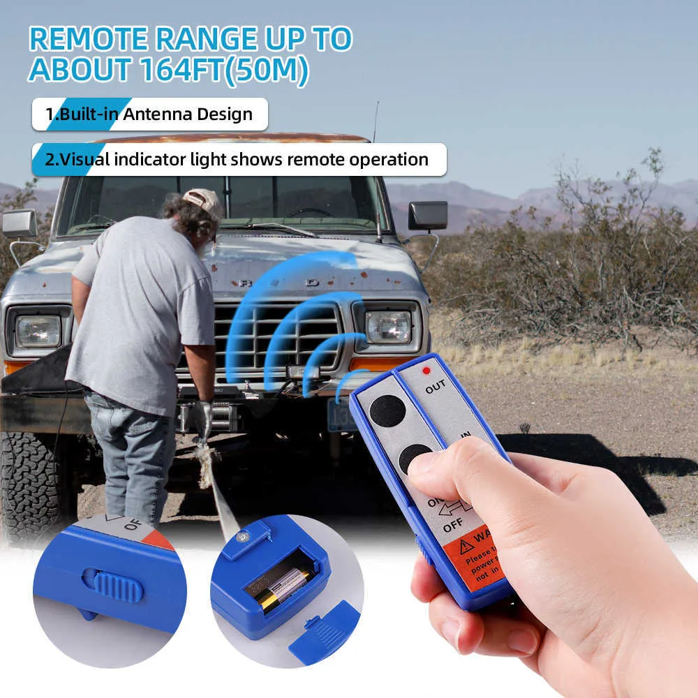 Samochód samochodowy Hand Hand Digital Wireless Winches Zestaw odzyskiwania zdalnego sterowania 2,4G 164 stóp z ręcznym nadajnikiem dla jeepów samochodowych SUV 12V 24V