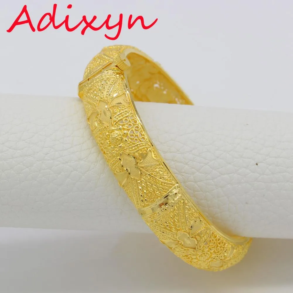 Armbanden adixyn 6.8 cm/2.68 tum Dubai Bangles för kvinnor 24K Guldfärg/koppararmband Armband African/Arab/Middle Easter Party Gifts