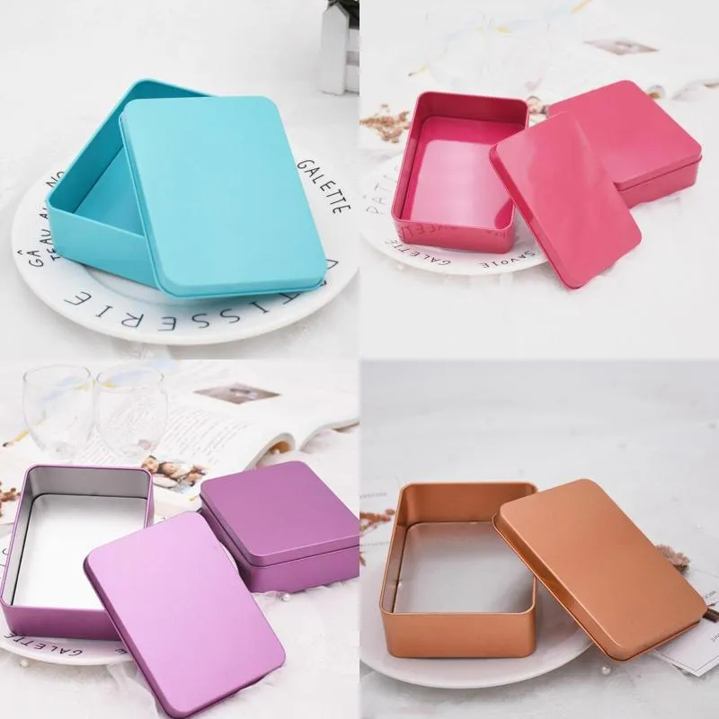 Gift Wrap Small Storage Container Kit Candy Coin Key Organizer Square Tin Box Hairpin Iron Tinplate Soap